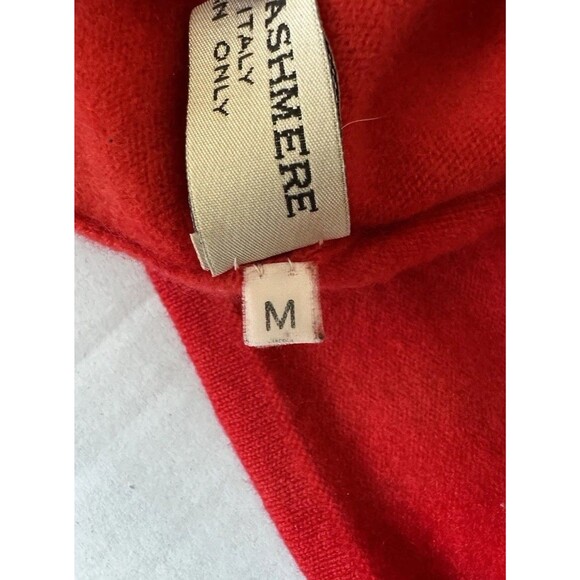 Vintage Italian 100% Cashmere Red Polo Sweater Nancy Von Riesen Women’s Medium - Picture 8 of 9